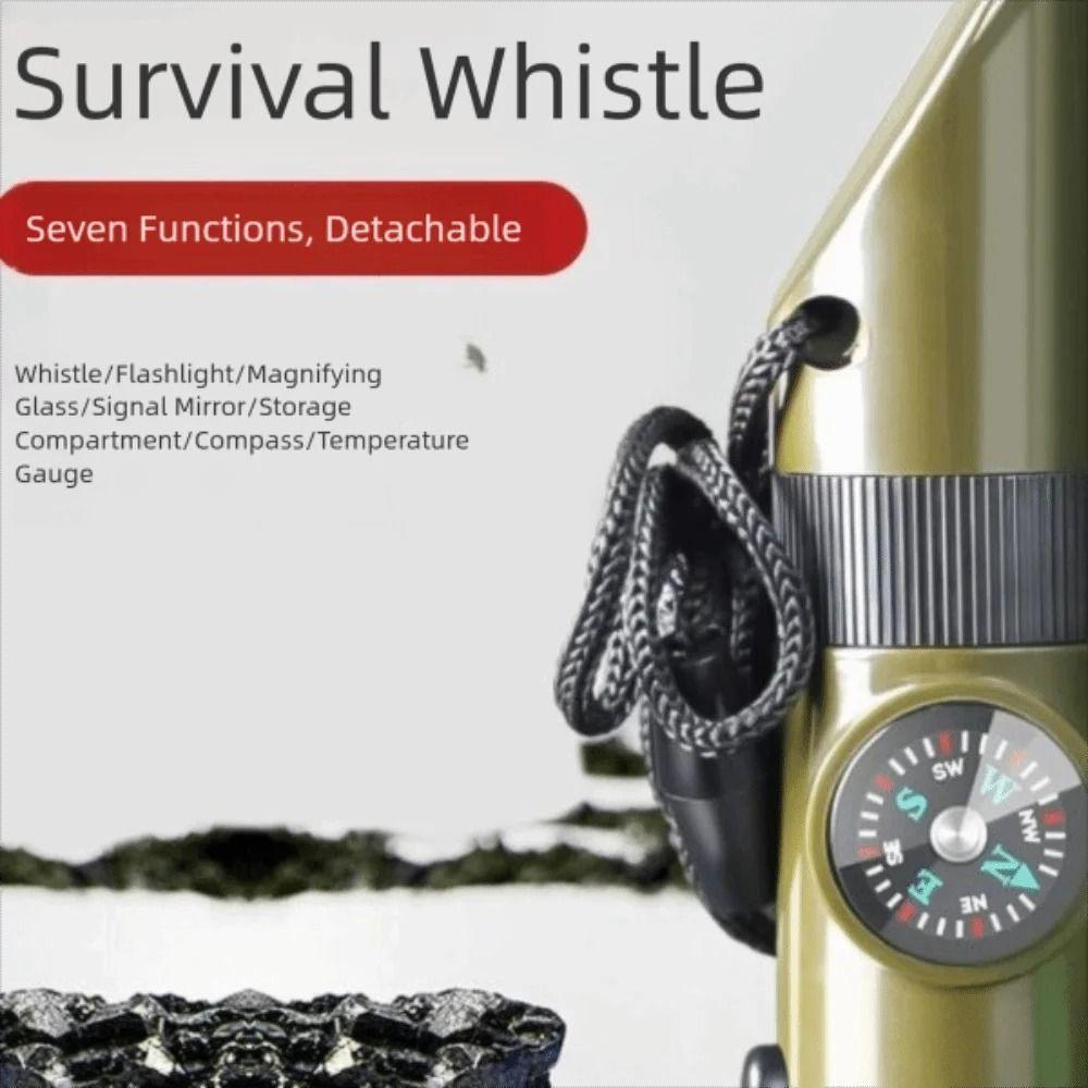 Multifunction Emergency Survival Whistle Compass 7-in-1 Emergency Whistle  Hiking