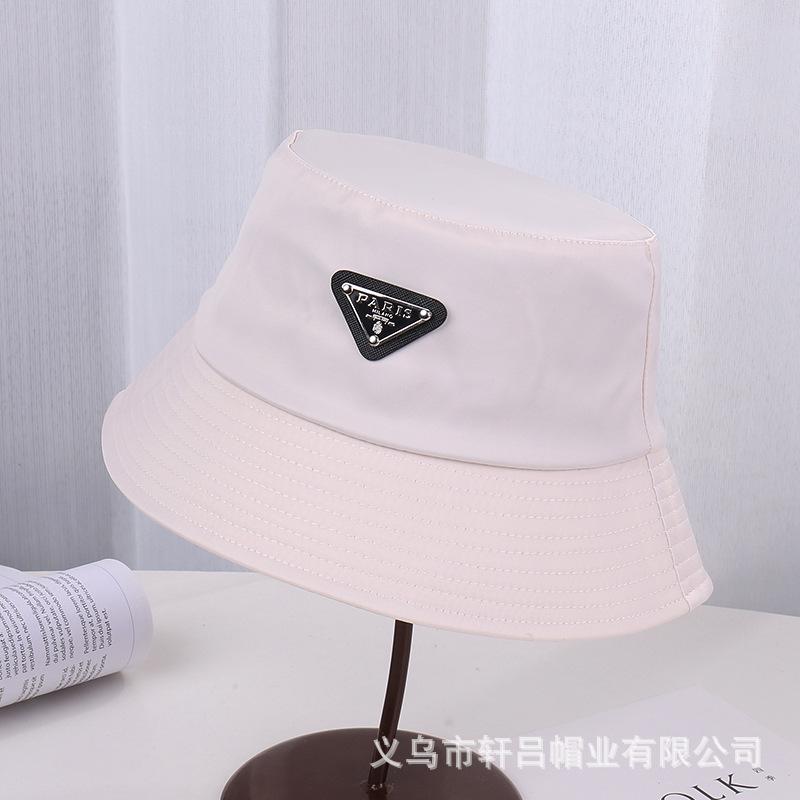 Smooth Satin Bucket Hat Women's New Casual Fashion Triangle Labeling Sunshade Basin Hat Sunscreen Bucket Hat