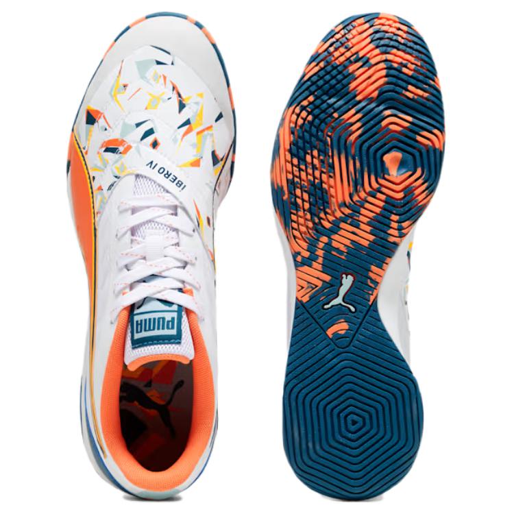 Puma Ibero Iv Creativity Comfortable Soft Soccer Shoes Men Soccer Shoes White Orange Green 107847-01