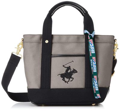 Hills Polo Canvas Tote Bag Shoulder BH1006N Gray X Black [Beverly Club] (with Strap) Women's