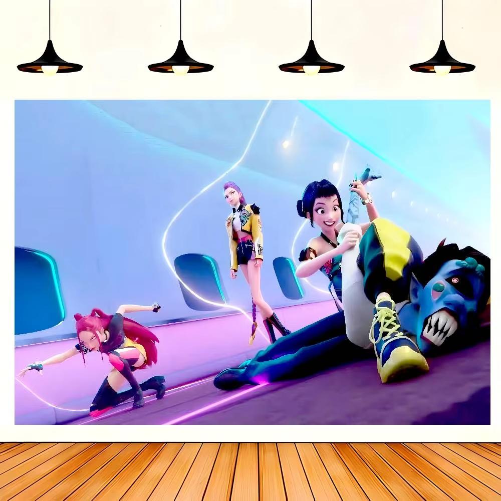 Arazzo a Tema KPOP DDemon HHunters per Camera da Letto Soggiorno Festa Banner Sfondo Decorazione Murale Poster