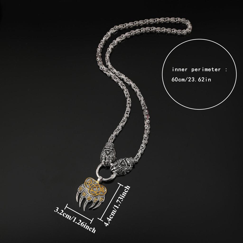 Viking Retro Beerklauw & Wolf Gezicht Krijger Hanger Ketting