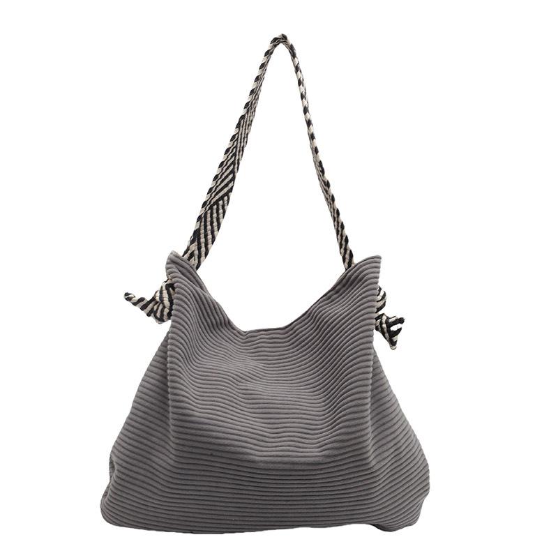 Large capacity pleated shoulder bag women's 2025 new simple broadband tote bag fashion style Korean version handbag