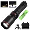 USB Rechargeable Powerful LED Flashlight Outdoors 18650 or 21700 Battery Telescopic Zoom Torch Camping Lamp with Power Indicator