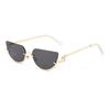 Fashion Retro Semi-Rimless Oval Shades Women's New Trendy Korean Style Travel Sunglasses Chic Metal Rim Decor Sunglasses