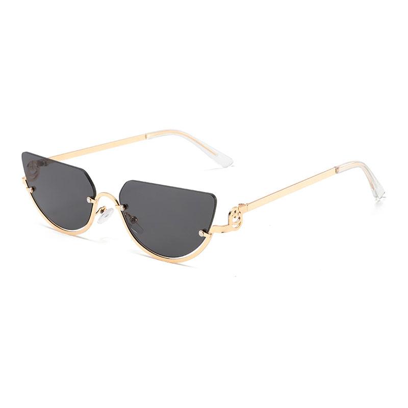 Fashion Retro Semi-Rimless Oval Shades Women's New Trendy Korean Style Travel Sunglasses Chic Metal Rim Decor Sunglasses