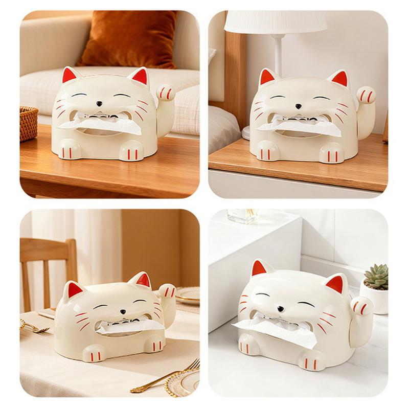 Lucky Cat Tissue Box, Creative Home Decor Desktop Tissue Box, Cute Cartoon Household Living Room Storage Box For Tissues