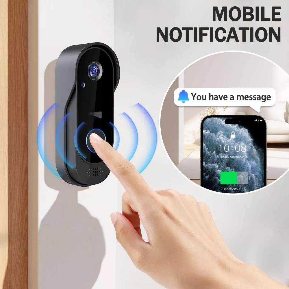 Smart Video Doorbell-Wireless WiFi Security Camera with Night Vision,two-way Audio,real-time Notification,cloud Storage,smart Home Security Doorbell