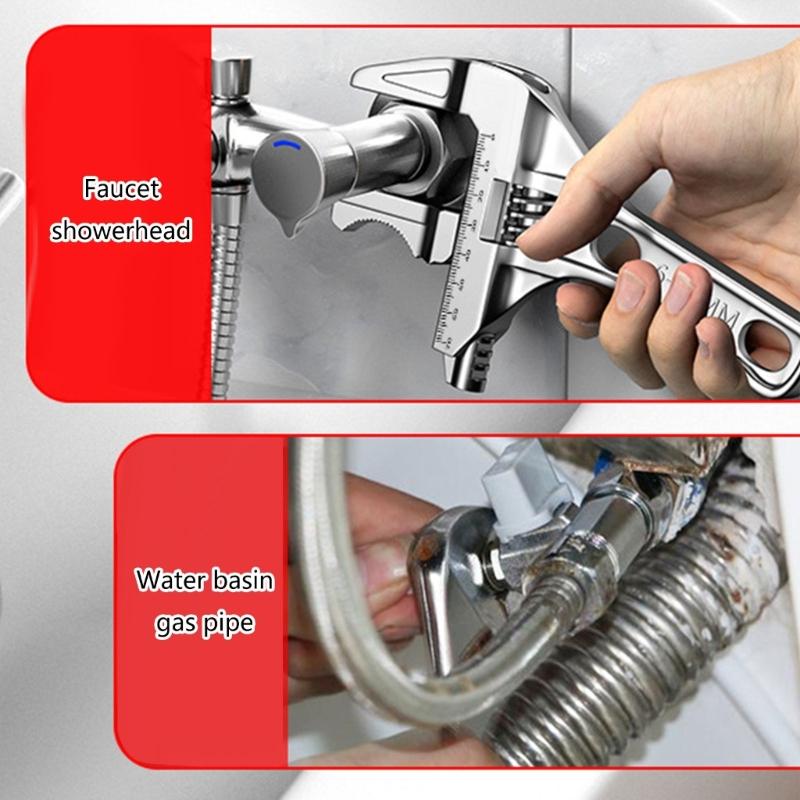 Verstellbarer Doppelfunktionsschlüssel Rohrschlüssel für Ventile/Armaturen/Verbindungsrohre/Duschköpfe Handwerkzeug für Wasserrohre