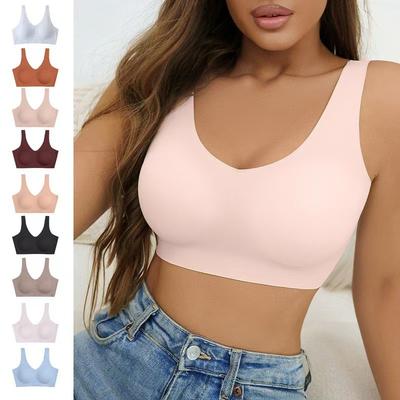 Plus Size Seamless Wirefree Removable Pad Women European Style Sports Bra