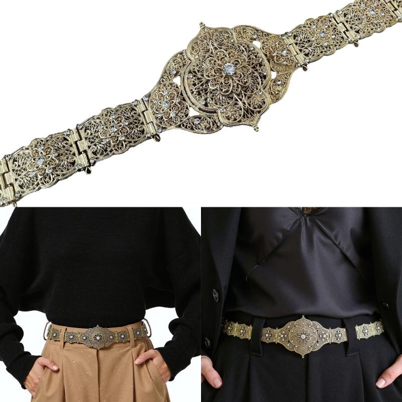 Vintage Crystal Wedding Body Chain Belt Caucasian Ethnic Style Waist Band Girdle for Bridal and Formal Occasion
