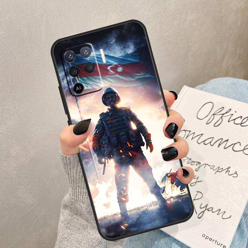 Azerbaijan Flag Case For Oppo A78 A98 A18 A38 A58 A60 A80 A40 A77 A57 A17 A74 A54 A94 A96 A76 A16 A15 A5 Pro