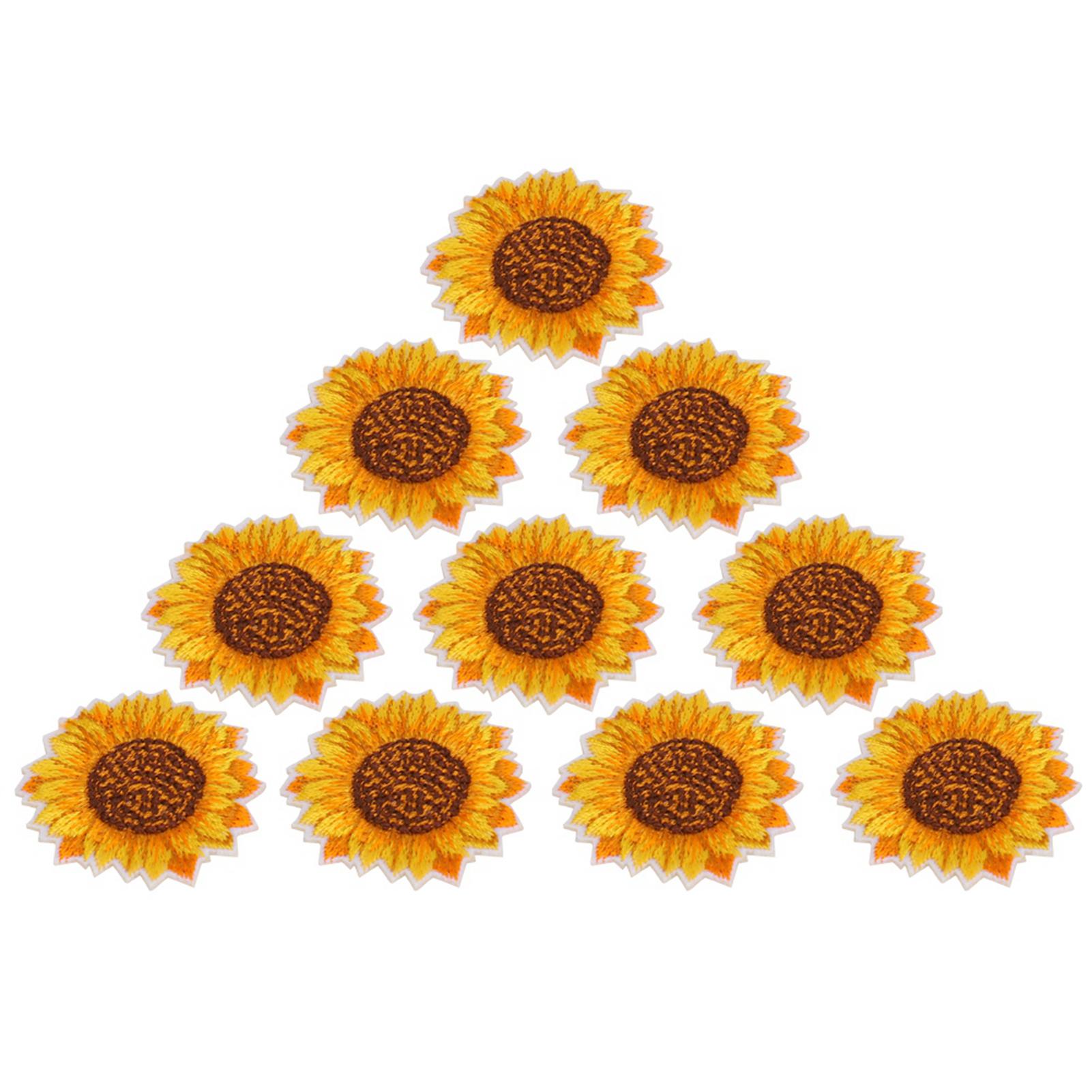 

20 шт. нашивка с вышивкой в виде подсолнуха, пришивная/термоклеевая, аппликация для одежды, рюкзака, сделай сам