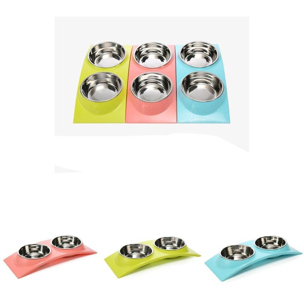 Versatile Double Food Water Pet Feeding Bowl For Cats And Dogs Featuring Timeless Round Shape