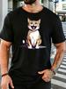 Loud Meowing Tabby Cat Cartoon Graphic Unisexs Crew Neck Short Sleeve Cotton T Shirt Cute Pet Animal Print Male Street Casual Top
