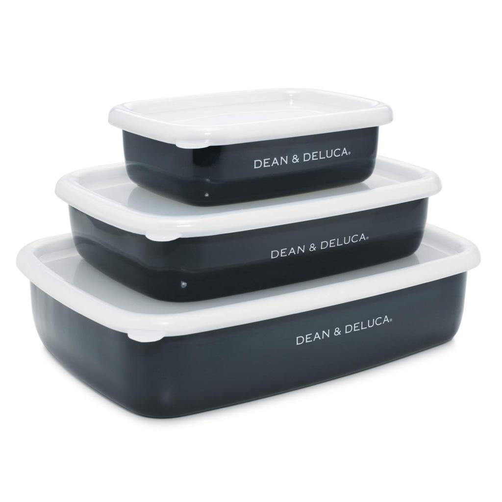 DEAN DELUCA Enamel Charcoal Large & Container, Gray,