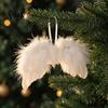 Holiday Party Props 10Pcs White Feather Angel Wings Ornament for Christmas Tree Decoration, Soft Fluffy Baby Photography Accessories Hanging