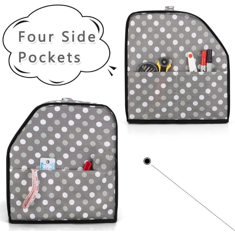 Durable Serger Dust Cover With 4 Side Pouches And Front Slide Pocket