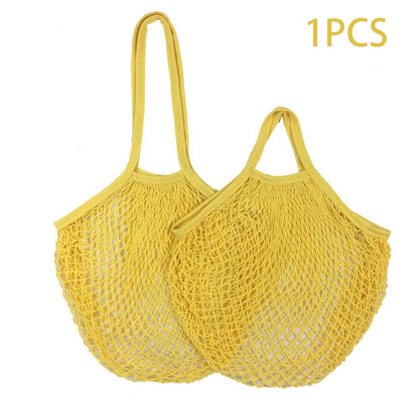 Reusable Mesh Grocery Bags, Long Handle Produce Bags, Fruit & Veggie Storage, Woven Mesh Pocket Hollowed Out Kitchen Storage