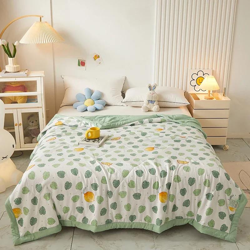 Cute Zoo Animals Print Quilt Bedspreads Children Adults Thin Comforter Summer Quilt Single Double Bed Air-Condition Bed Blanket