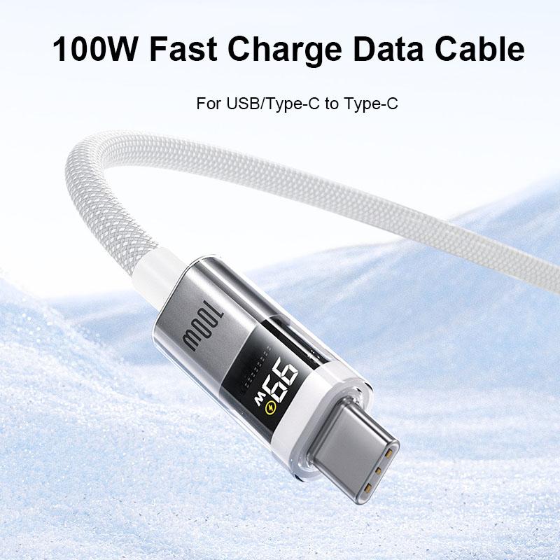 Digitální displej 100W Super nabíjecí kabel Typ-C na Typ-C PD 30W Rychlé nabíjení USB na Typ-C C-C Pro iphone 15 16 Xiaomi Huawei