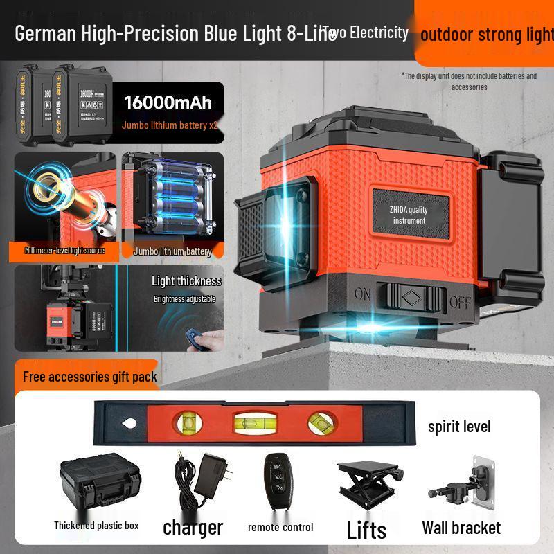 12-Line High Precision Green Laser Level - Outdoor Auto-Leveling with Strong Infrared Light