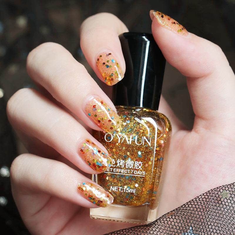 15 ml, nicht abziehbarer Nagellack, wasserfest, keine UV-Lampe erforderlich, Mikrogel-Formel, Glitzer, schnelltrocknend, lang anhaltende Maniküre