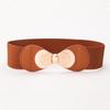Women's New Fashion Bow Double Buckle Elastic Waist Belt - Versatile 6CM Wide Waistband Accessory for Dresses