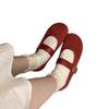 Suede red light mouth single shoes female spring and autumn new retro gentle fairy style casual soft flat Mary Jane shoes