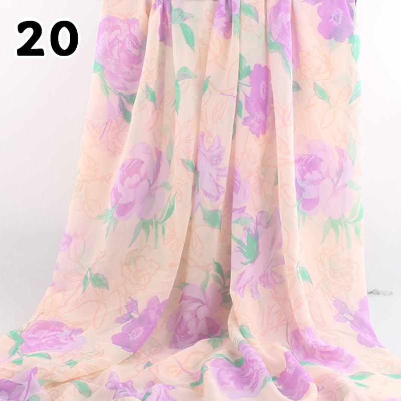 1M 75D Retro Flower Chiffon Fabric Breathable Thin And Light Draped Fairy Designer Fabric For Diy Sewing Summer Dress Shirts