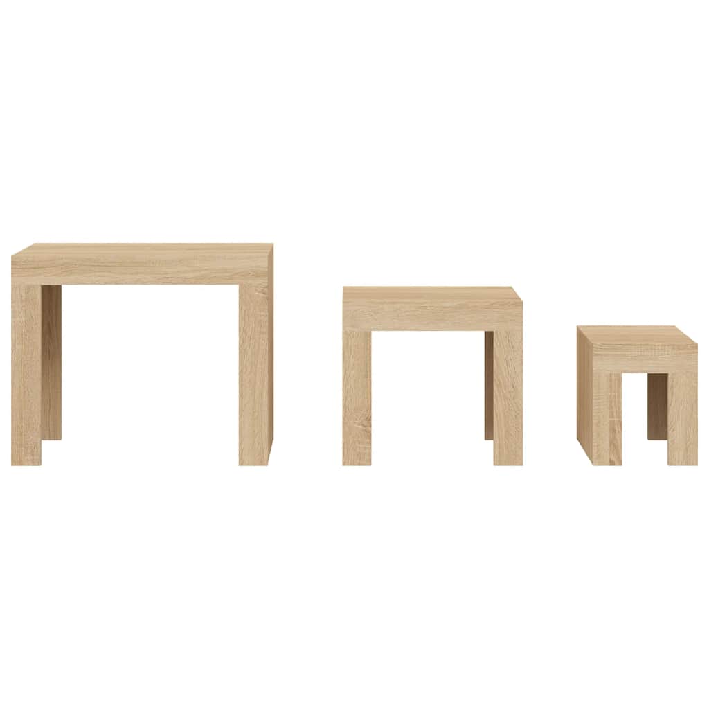 Vidaxl Nesting Tables, 3 Pcs, Sonoma Oak