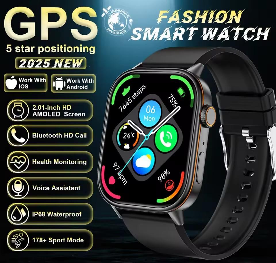 LUCKY START 2026 For Android IOS GPS Smart Watch Women 2.01" HD Screen Heart Rate Bluetooth Call Compass IP68 Waterproof Men Smartwatch