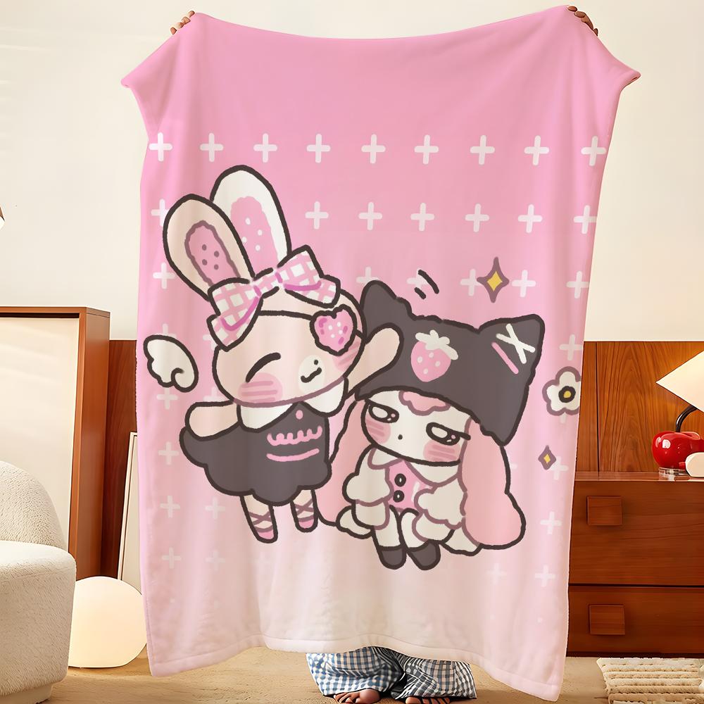 Cartoon F-Fufu A-And B-Bibi Throw Flannel Throw Blanket, Lightweight Cozy, Durable Washable Cute Cool