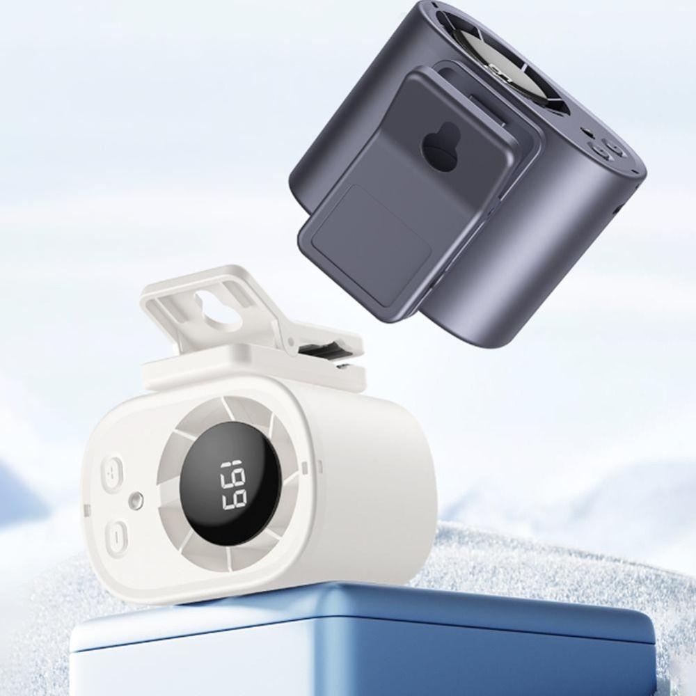 LED Display Mini Silent Fan High-Speed Waist Clip Fan Neck-mounted Handheld Mini Fan Car Use