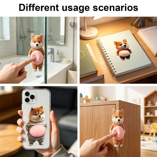 1 Pair 3D Belly Dog Anti-collision Sticker Anxiety Stress Relief Elastic Tummy Cartoon Puppy Decal Fat Belly Animal Buffer Sticker
