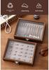 Compact Walnut Jewelry Box for Earrings, Rings, Necklaces, and Bracelets - with Lid and Display Case