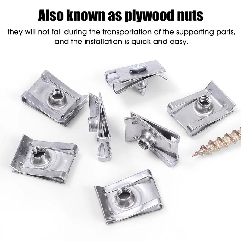 10PCS U Nut Kit Stainless Steel WithThreaded Nut Clip for Car Motorcycle Truck Bumper Auto Fender Fastener Rust Protection Clip