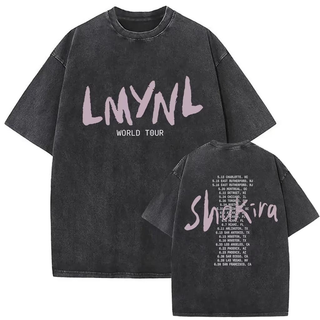 Camiseta Shakira Las Mujeres Ya No Lloran World Tour 2026 Algodón Lavado Vintage Camiseta Unisex Manga Corta Cuello Redondo Pop Latino Streetwear Top Regalo