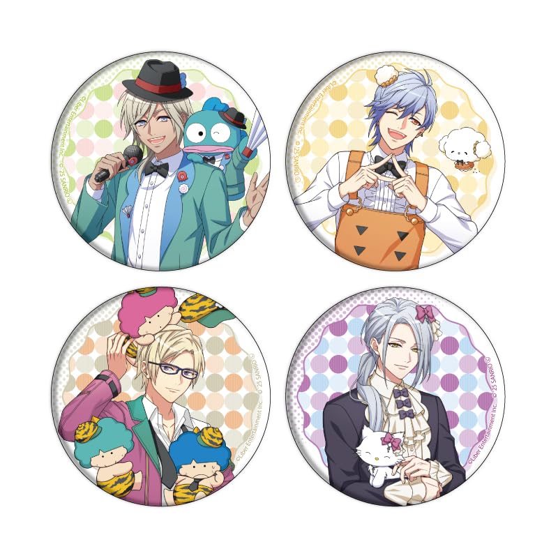 A3 x Sanrio characters 03 dot design [life-size illustration] can badge set of 4