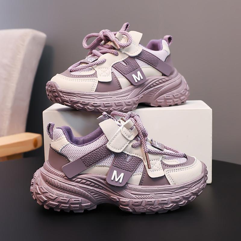 2025 Autumn Popular Mesh Breathable Children's Sports Shoes Boys Handsome Color Matching Running Shoes Girls Baby Shoes