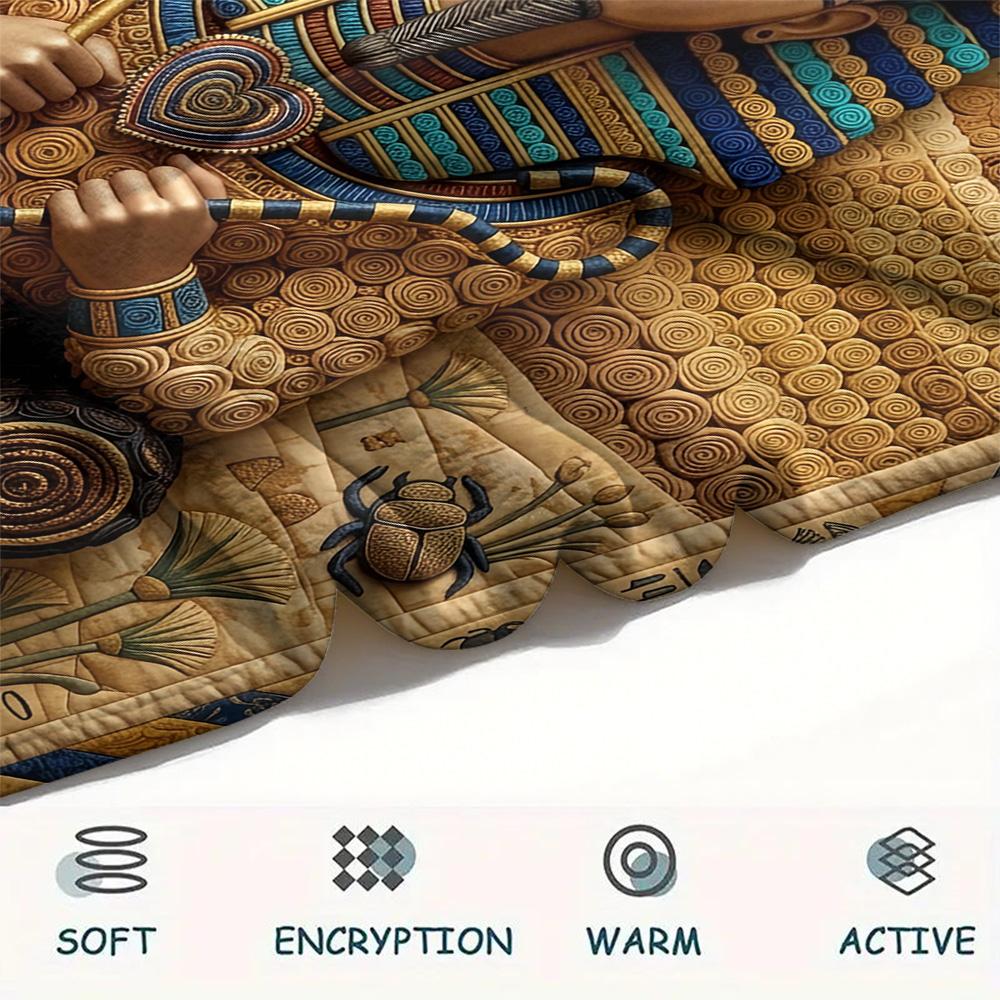 1Pc Egpyt Liberty Statue Patchwork Print Flannel Blanket High Quality Warm Comfortable Cover for All Seasons Perfect for Gifts Home Decor