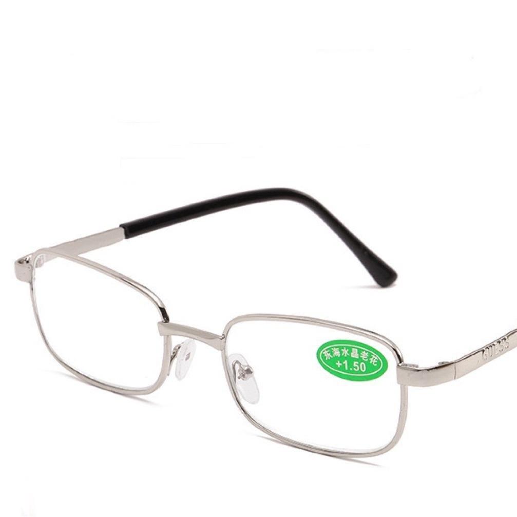 

Высококачественные очки для чтения с настоящими стеклянными линзами для мужчин и женщин, квадратные очки с полной оправой для пресбиопов, очки с диоптриями, устойчивые к царапинам +400 серебряный