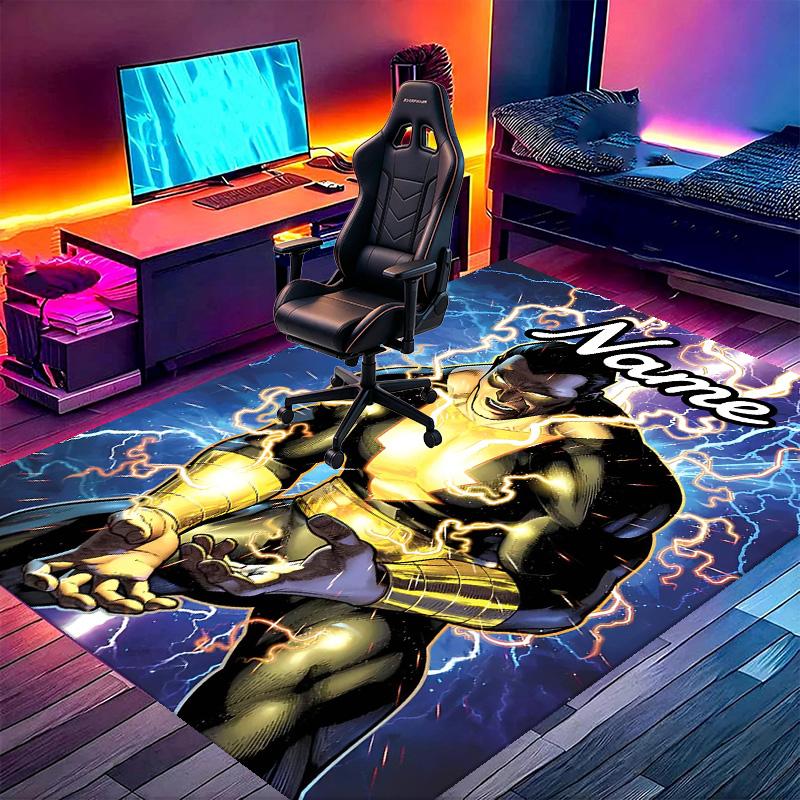 Custom Name Personalized Black Adam Print Carpet, Versatile Home Decor Rug, for Playroom, Apartment, Balcony, Entryway, Hallway Gift