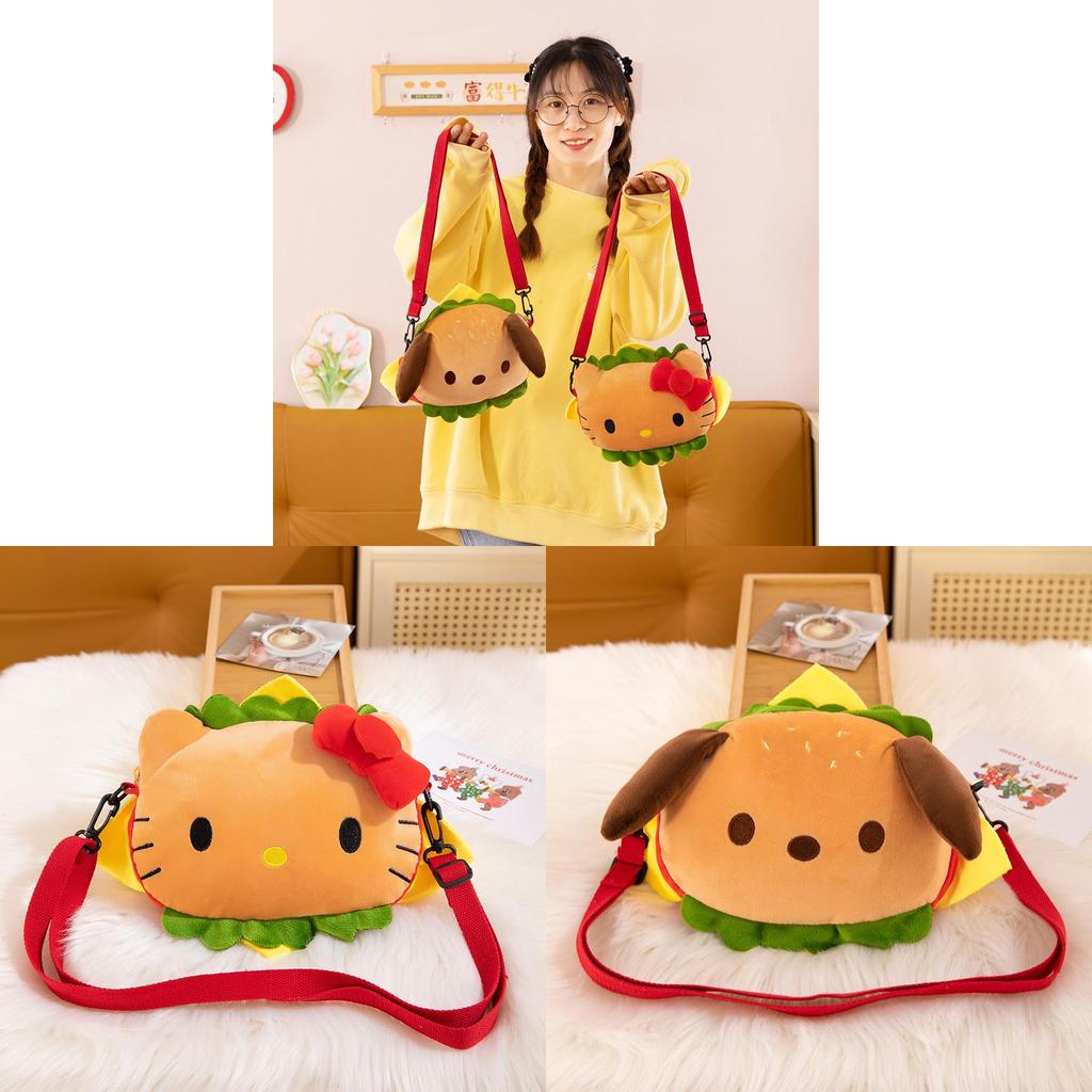 Hamburger Pochacco Plush Toy With Large Capacity Shoulder Bag For Girls And Teens