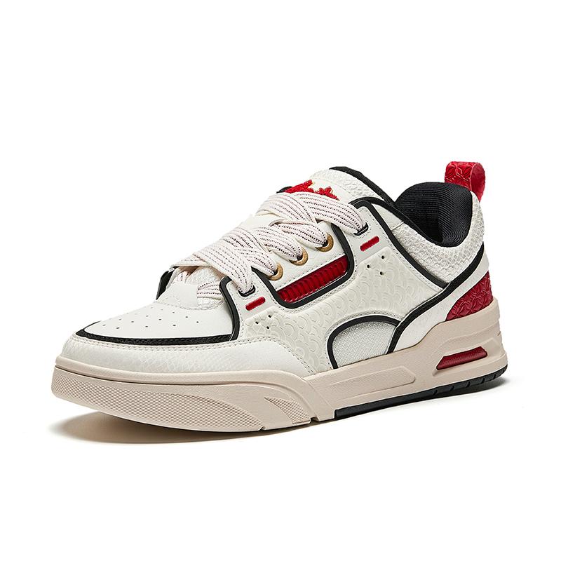 Anta Comfortable Fashionable Low-Top Skate Shoes Men Sneakers Beige Black Red 112518040-14