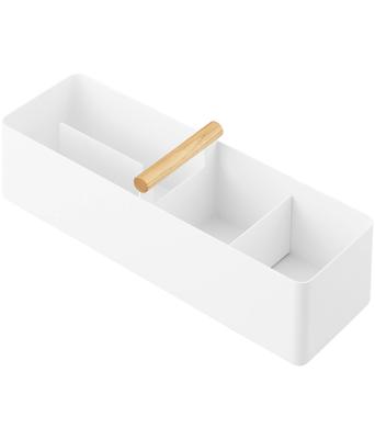 Jitsugyo Slim Storage Box with Main W32 X D10 X Tosca Accessory Easy To Carry 1856 Handle, White, Body H10.1cm, Storage,