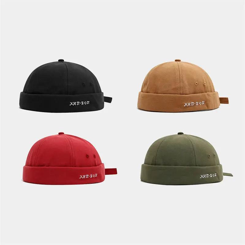 LDSLYJR Four Seasons Cotton Letter Docker Cap Brimless Hat Beanie Hats Landlord Sailor Cap Men and Women 217