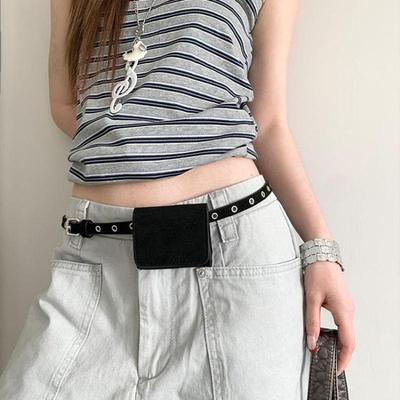 American Retro Suede Belt Waist Pack Korean Fashion Aesthetic Niche Fanny Pack for Women Match Skirt Work Commute Wear