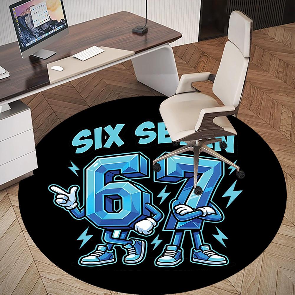1pc Six Seven Round Chair mat office Area Rug - Non-Slip, Floor Mat for Office, Bedroom, and Indoor Decor p127166
