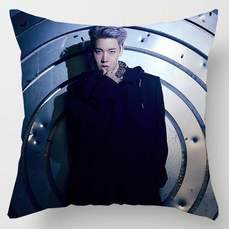 Kpop 18in Bts Bangtan Boys Cushion Cover Decorative Soft Pillow Case Peach Skin